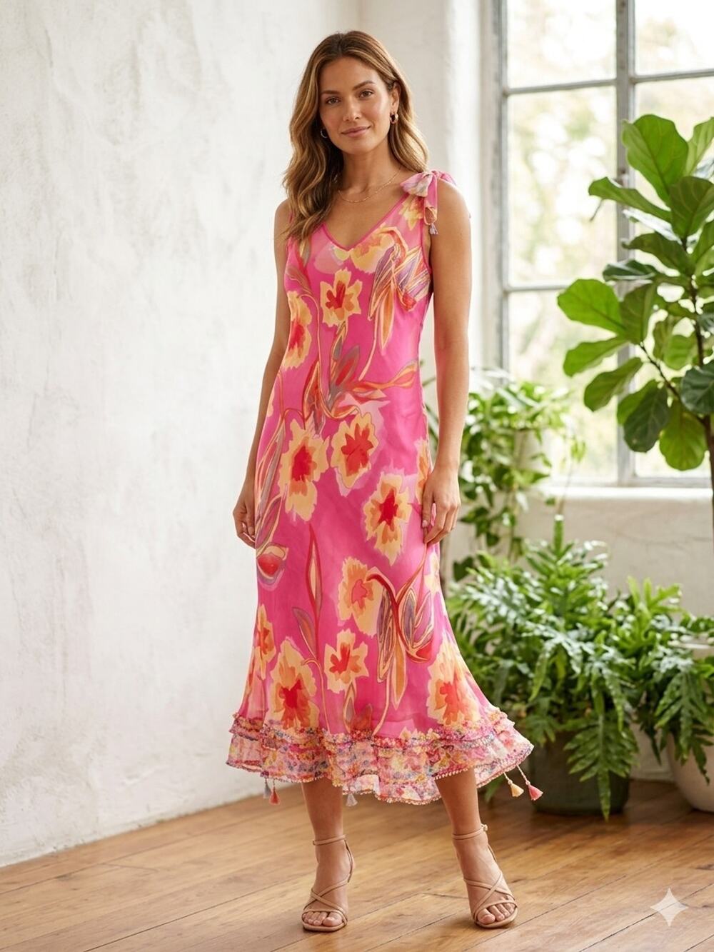Y2K Fenn Wright Manson Dress Sz 8 Silk Pink Overlay Flutter Fairy Whimsy Vtg
